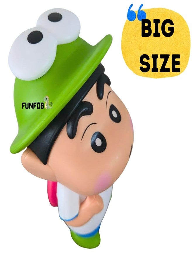 FUNFOB Shinchan Action Figure | Big Size Height-19CM Cartoon Figures Toys for Boys & Girls PVC Multicolour | Frog Hat Shin chan - Image 4